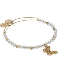 ALEX AND ANI - Aa761023sg,filigree Butterfly And Crystal Beaded Expandable Bangle Bracelet,shiny Gold,gold - Lyst
