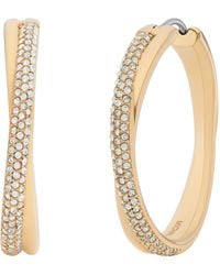 Michael Kors - Stainless Steel And Pavé Crystal Hoop Earrings For - Lyst
