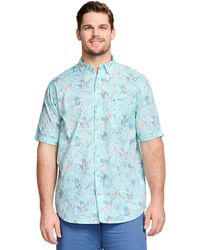 Izod - Big And Tall Saltwater Dockside Short Sleeve Button Down Shirt - Lyst