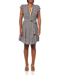 Nautica - Mini Length Short Sleeve Foulard Print Popover Dress - Lyst