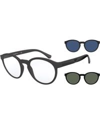 Emporio Armani - Ea4152f Low Bridge Fit Prescription Eyewear Frames With Two Interchangeable Sun Clip-ons Round - Lyst