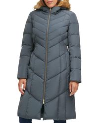Cole Haan - Signature Womens Long Taffeta With Chevron Quilt Pattern Down Coat - Lyst