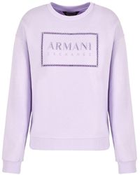 Armani Exchange - Crew-neck Sweatshirt With Logo Print In Asv Organic Cotton - Lyst
