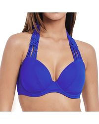 Freya - Standard Macramé Plunging Halter Bikini Top With Underwire - Lyst