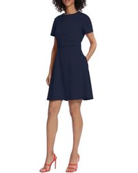 Maggy London - Short Sleeve Mini Fit And Flare Dress With Wide Belt - Lyst
