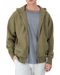 Champion - , Reverse Weave, Sweatshirt, Fleece Zip-up Hoodie For , Washed Outdoor Olive Green - Lyst