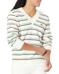 Lacoste - Multi-color Tricot V-neck Classic Fit Striped Sweater - Lyst