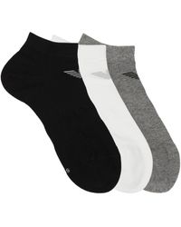 Emporio Armani - , 3-pack Sneaker Socks,black/white/grey, Small - Lyst