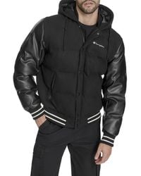 Champion - Varsity Bomber Puffer Jacket - Lyst