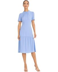 Maggy London - Elegant Ruffle Mock Neck Short Sleeve Midi A-line Cocktail-special Occasion Wedding Guest Dress - Lyst