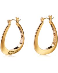 Guess - Basic Small Oval Logo Hoop Earrings One Size - Lyst