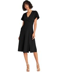 Maggy London - Faux Wrap V-neck Flutter Sleeves Cocktail Wedding Guest Dresses For - Lyst