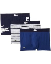 Lacoste - Trunks 3-pack Big Croc On Side Navy Blue/white/silver Chine/methylene L - Lyst