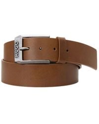 BOSS - Hugo Logo Buckle Leather Belt - Lyst