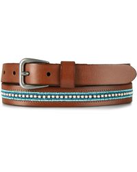 Lucky Brand - Turquoise Beaded Stripe Leather Belt In Tan Size X-large - Lyst