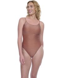 Gottex - Standard Martini Metallic Orange Round Neck Tank One Piece Bathing Suit With Removable Soft Cups Swim Essential - Lyst