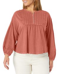 Lucky Brand - Womens Flower Race Classic Graphic Crew Long Sleeve Pintuck Yoke Top - Lyst