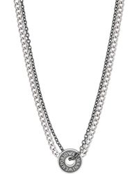 Emporio Armani - Silver Stainless Steel And Ip Gun-plating Chain Necklace - Lyst