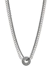 Emporio Armani - Silver Stainless Steel And Ip Gun-plating Chain Necklace - Lyst