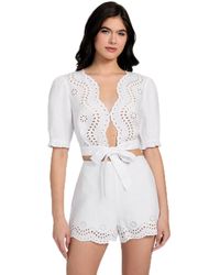 Guess - Eco Short Sleeve Dessa Tie Front Top - Lyst