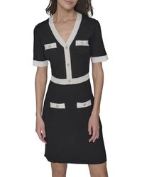 Karl Lagerfeld - Paris Contrasting Colors Knit Buttons Aline Dress - Lyst