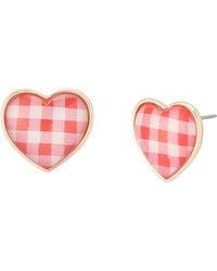 Betsey Johnson - Betsey's Backyard Gingham Heart Stud Earrings - Lyst