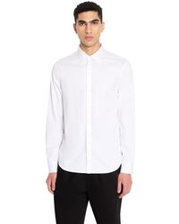 Emporio Armani - A | X Armani Exchange Regular Fit Stretch Cotton Satin Logo Placket Button Down Woven Shirt - Lyst