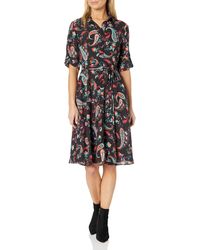 Nanette Lepore - Roll-up Long Sleeve Mini Button Down Dress With Self Fabric Belt - Lyst