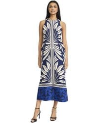 Donna Morgan - Halter Neck High Waist Midi Sleeveless A Line Silhouette-special Occasion Wedding Guest Dress - Lyst