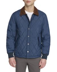 Dockers - Diamond Quilted Jacket With Corduroy Collar - Lyst
