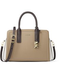 Michael Kors - Mk Laila Medium Color-Block Pebbled Leather Satchel - Lyst
