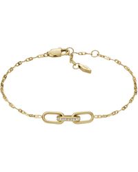 Fossil - Stainless Steel Gold-tone Heritage D-link Glitz Chain Bracelet - Lyst