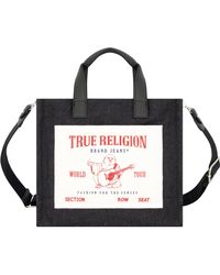 True Religion - Tote, Medium Denim Travel Shoulder Bag With Adjustable Strap, Black - Lyst