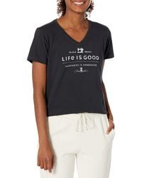 Life Is Good. - Crusher Graphic V-neck T-shirt Happiness Is Homemade - Lyst