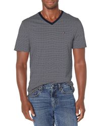 Tommy Hilfiger - Short Sleeve Striped V-neck Cotton T-shirt - Lyst
