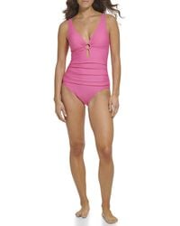 Tommy Hilfiger - Standard One Piece Keyhole Ring Detail Swimsuit - Lyst