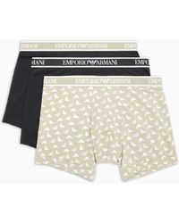 Emporio Armani - 3 Pack Core Logo Band Boxer Brief Eagle Print - Lyst
