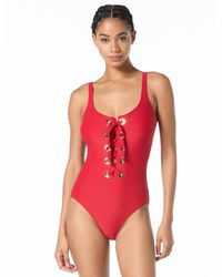 Michael Kors - Swimwear Lace Up One Piece With Grommets - Lyst