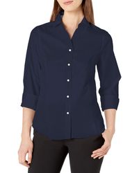 Nautica - Womens Casual Comfort 3/4 Sleeve Solid Button Down Shirt - Lyst