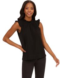Adrianna Papell - Solid Ruffle Neck Tank - Lyst