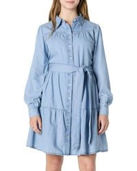 Amazon Essentials - Fit and Flare Langärmliges Gestreiftes Jeanshemdkleid Chambray - Lyst
