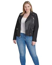 Bagatelle Womens Plus Size Faux Leather Asymmetric Moto Jacket