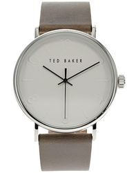 Save 2% Mens Accessories Watches Ted Baker Phylipa Gents Brown Leather Strap Watch & Black Bracelet Box Set for Men 
