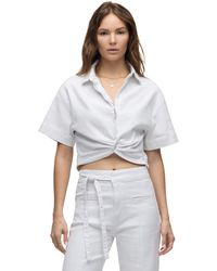 Hudson Jeans - Knot Front Button Down Short Sleeve Shirt - Lyst