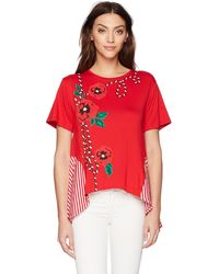 Three Dots Womens Mojave Stripe Short Loose Tee