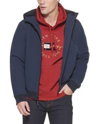 Tommy Hilfiger Synthetic Soft-shell Hooded Bomber Jacket With Bib in Black  for Men - Lyst
