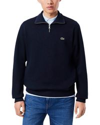 Lacoste - Long Sleeve Solid 1/4 Zip Interlock Ribbed Sweatshirt - Lyst