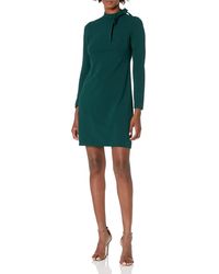 Calvin Klein - Long Sleeve Dress With Tie Neck Detail - Lyst