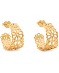Kate Spade - Spade Flower Lace Hoops Earring, Cubic Zirconia - Lyst