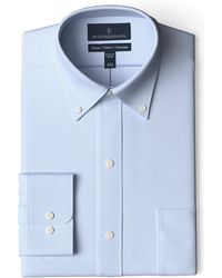 Buttoned Down Classic-fit Button Collar Solid Non-iron Dress Shirt W/ Pocket - Blue